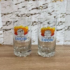 Expo 86 Vancouver Glasses – Set of 2 – Vintage World Exposition Souvenir